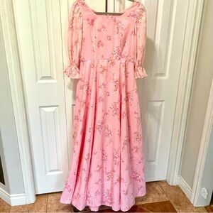 Vintage Handmade Floral Pink Maxi Dress